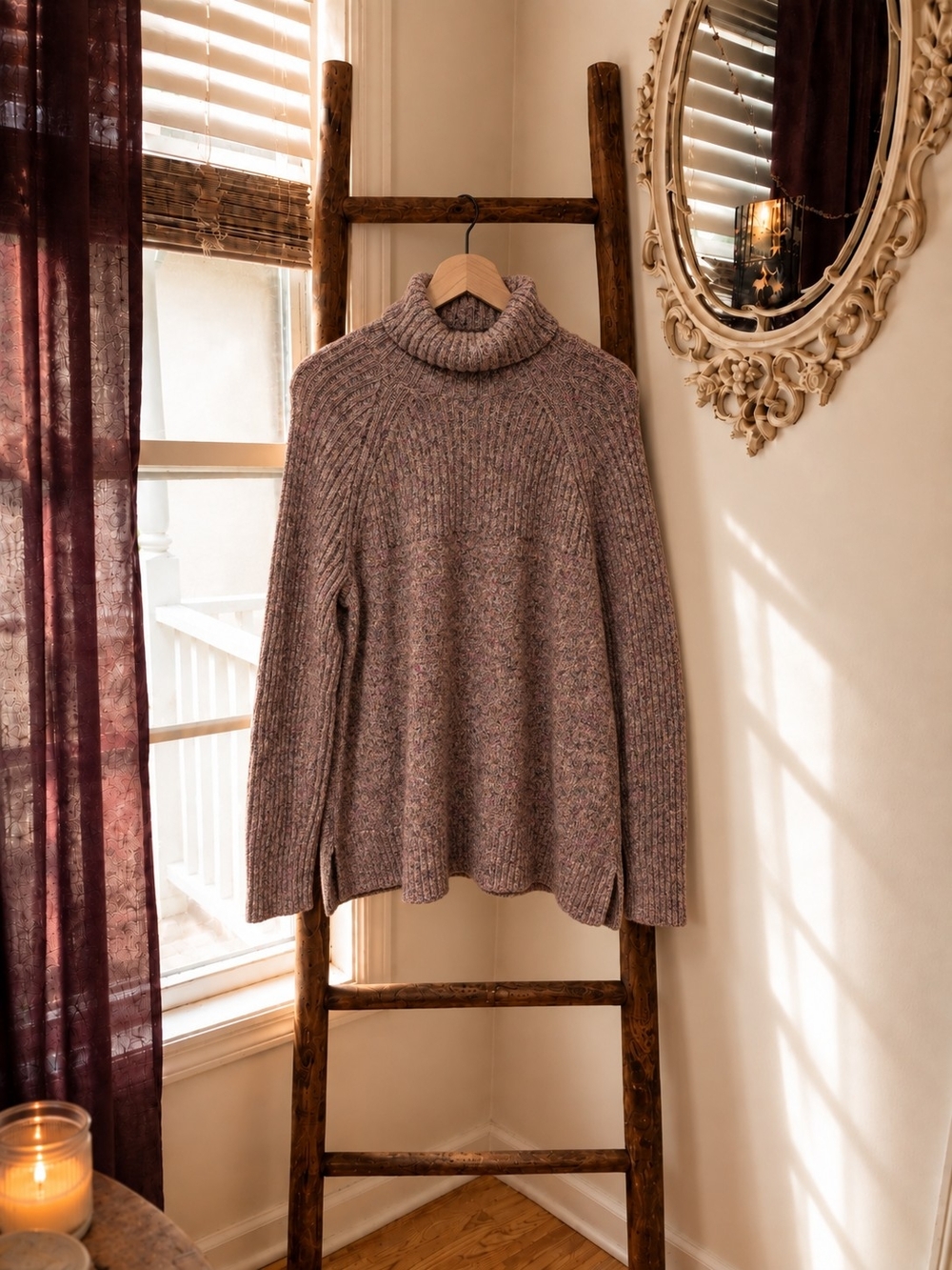 Cozy Turtleneck Sweater - Mauve Blend